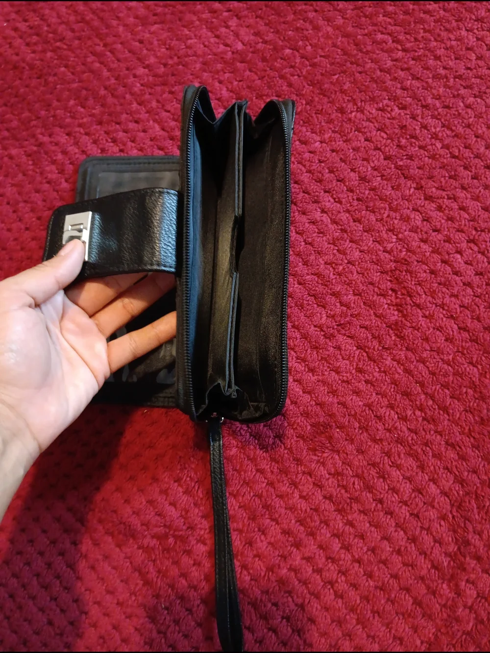 Black Leather Wristlet Wallet